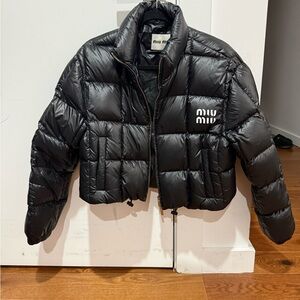Miu Miu Black Cropped Puffer Jacket